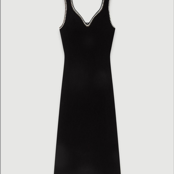 MAJE Crochet-trimmed ribbed-knit midi dress - Picture 2 of 9